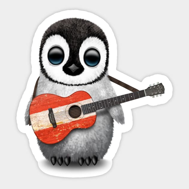 Baby Penguin Playing Austrian Flag Guitar Sticker by jeffbartels